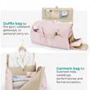 BAGSMART Garment Duffel Bag, Convertible 2-in-1 Puffy Water-Resistant Carry-On with Shoe Compartment, Dark Pink