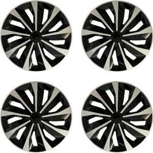 Hubcaps Wheel Covers Replacement R14 Size Hub Cap Universal-Fit Steel Wheel Rim Caps ABS Tire Cover Snap on Most Car Truck SUV Sedan -Set of 414-inchSilver-Black