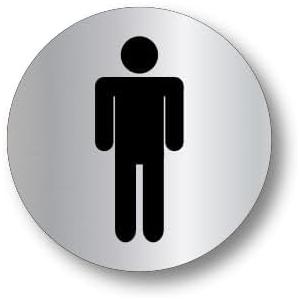 Elegant Mens Toilet Sign - 70mm Circular - Metallic Steel Finish