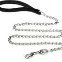 Heavy Duty Metal Dog Leash with Comfortable Handle for Medium & Large Dogs, 4FT/6FT, Improved Safety & Comfort, Attaches to Pet Collar (Black 4FT)