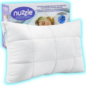Nuzzle Cooling Adjustable Pillow for Side Sleepers, Luxury Standard Size Bed Pillow Hotel Collection - Best Adjust Height Soft Firm Pillow for Back, Stomach or Side Sleepers - Home Gifts (White) 1 Pack