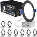 VOLISUN 8 Pack 6 inch Recessed Lighting, 5CCT LED Recessed Light Black, 2700K-5000K Selectable, 13W Eqv 120W, 1080LM Dimmable Canless Wafer Downlight, LED Ceiling Light ETL Certificated