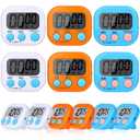 12 Pack Digital Kitchen Timers for Cooking, Small Magnetic Countdown Classroom Timer for Teachers Kids, Big Digits Loud Alarm Backing Stand Timers for Kitchen, Shower, Study, Work, Exercise Training