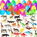 36 Pcs Filled Easter Eggs with Dinosaurs and Animals,Prefilled Dinosaurs Easter Eggs for Kids,Easter Hunt Eggs,Easter Basket Stuffers,Party Favors,Gift