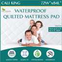 California King Size Waterproof Mattress Pad - Fitted Mattress Protector with Quilted Pillow Top Mattress Topper - Premium Quality Hypoallergenic Mattress Cover (72x84)