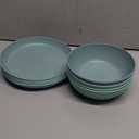 Grow Forward Wheat Straw Kids Plates and Bowls Sets - 8-Piece Unbreakable Dishwasher & Microwave Safe Plastic Plates for Kids - Reusable Non Toxic BPA-Free Dinnerware for Children - Rainforest