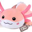 Puffpals Weighted Plush, Cute Axolotl Weighted Stuffed Animal with Beads, Soft Sensory Plush Pillow Toy for Kids & Adults(14.3in 1.4lbs)