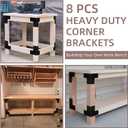 8Pcs Sturdy Steel Corner Brackets, Workbench Brackets Kit with Screws, Heavy Duty Corner Bracket for Deck Edge Work Bench
