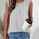 LOMON Tank Top for Women Crew Neck Sleeveless Loose Fit Button Casual Tee Shirts Summer Fashion 2026 Tunic Tops Blouses (M)