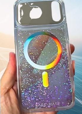 Case-Mate Soap Bubble iPhone 17 Pro Case [Compatible with MagSafe] - Liquid Glitter Phone Case with 12ft Drop Protection - Premium Magnetic Cover for iPhone 17 Pro - Iridescent Waterfall