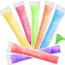 300 Pack Popsicle Bags for Diy Ice Popsicle, Ice Pop Bags for Ice Cream Candy Yogurt Tubes for Kids Healthy Snacks, Cool Summer Party Favors, Disposable Popsicle Pouches with Silicone Funnel (Clear 300 Pcs)