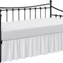 Cottington Lane Daybed Skirt with Split Corners Twin Size Gather Dust Ruffle Bedskirt 14 Inch Drop, Premium Hotel Quality Brushed Microfiber, Classic Platform Fit, White