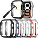 6 Pack Hard PC Case Compatible with Apple Watch Series 10 44mm with Tempered Glass Screen Protector,Rontion Ultra-Thin Scratch Resistant Full Protective Bumper Cover for iWatch 10 46mm Accessories