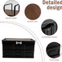Outdoor Dog Toy Bin wtih Handles,Collapsible Dog Stuff Organizer Portable,Pet Storage Basket with Wood Cover for Dog Toys/Snack/Camping Essentials,Ideal for Car Trunk,RV Trip,Picnic-Black