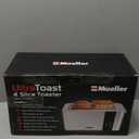 Mueller UltraToast Full Stainless Steel Toaster 4 Slice, Long Extra-Wide Slots for Bagels and Waffles, 6 Browning Levels, LED Display, Cancel/Defrost/Reheat Functions & Removable Tray, Kitchen Gadgets