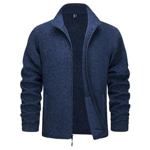 TACVASEN Winter Coats for Mens Fleece Lightweight Zip Up Jacket Casual Polar Warm Sweaters Dark Blue, L