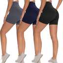 3 Pack Biker Shorts for Women – 8"/5"/3" High Waisted Tummy Control Workout Yoga Running Athletic Shorts,  L/XL Pack of 3