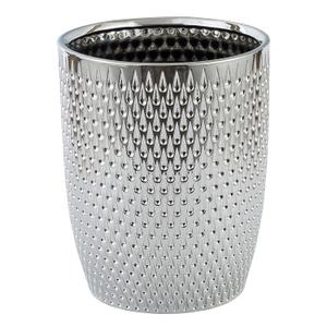 Modern Round Silver Small Trash Can Wastebasket, Garbage Container Bin for Bathrooms, Powder Rooms, Kitchens, Home Offices - Durable Ceramics - Round