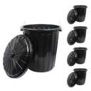 5 Pack 20 Gallon Round Plastic Outdoor Trash Can with Lid, Capacity Plastic Barrel with Lid Durable Trash Bin Outdoor Yard Waste Bin for Resturant Canteen Commercial