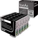 NoahArk 5 Packs T125 Remanufactured Ink Cartridge Replacement for Epson 125 use for Epson Stylus NX125 NX127 NX230 NX420 NX530 NX625 Workforce 320 323 325 520 Printer (5 Black)