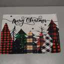 Merry Christmas Placemats Set of 6, Red Green Plaid Pine Tree Heat Resistant Washable Table Place Mats White Snowy Forest Winter Table Linens Party Holiday Decor for Kitchen Dining Outdoor Indoor (18x12 inch x6 pcs)