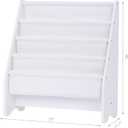 UTEX Kids Bookshelf Storage, Book Shelf for Kids Rooms, 4 Tier Sling Bookshelf for Kids, Toddler, Magazine Book Rack, Children Book Organizer, White, 12 Inches X 24 Inches X 28 Inches