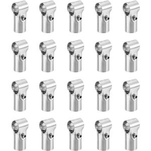uxcell Structural Pipe Connector Joint Pipe Clamps 180 Degree 2 Way, 20 Set Stainless Steel Corner Fitting End Rails Clamp Fit OD 1 inch (25mm) Tube, Silver