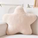 Xiashrk Star Pillow, Decorative Throw Pillows for Bed Couch, 15" Star Shaped Pillow Plush Floor Cushions Room Decor Pillow with Faux Rabbit Fur for Sofa Bedroom Living Room (Beige, 15" x 15")