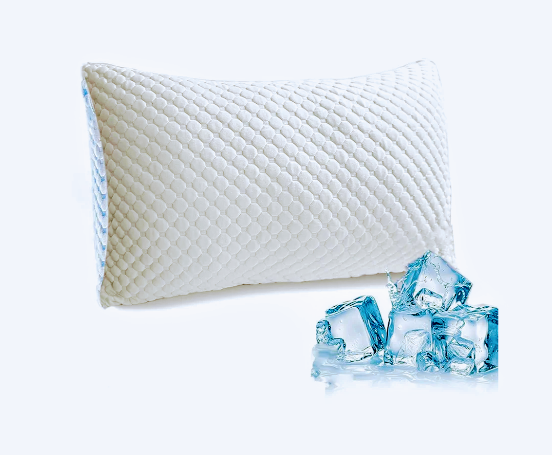 Cooling Pillow Shredded Memory Foam Pillow, Adjustable Cold Gel Pillows for Hot Sleepers Breathable and Dual Airflow Ventilation (Queen)