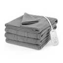 Sunbeam Electric Royal Luxe Microplush Heated Blanket, 12 Heat Settings, 12-Hour Auto Shut-Off, Fast Heating, Warm & Cozy, Machine Washable, Dove Gray Color, Queen (90" x 84")