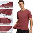 Mens Athletic Running Crew Neck Gym T-Shirts Solid Quick Dry Short Sleeve Moisture Wicking Casual Tops Tee Workout (Red, XL)