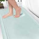 ITSOFT Memory Foam Bath Mat 59x23, Non Slip, Machine Washable, Quick Dry & Absorbent Rugs, Bath Mats for Bathroom Floor, Tub & Shower, Bathroom Rug, Spa Blue