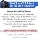 2026 new 2-in-1 NACS to CCS1/J1772 Adapter: 500A1000VDC & 80A250VAC Charge for Non-Tesla EVs, Compatible with Tesla Supercharger V3/V4, Destination & Mobile Chargers, IP65, Plug-and-Play.