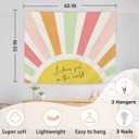 AQYIP Retro Boho Sunshine Lucky Girl Tapestry Wall Hanging, Luckiest Girl in the World Tapestry Decorative, Boho Colorful Sun Wall Blanket Decor for Nursery Toddler Little Girls Room, 50x60 Inch