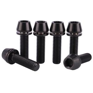 6PCS Titanium Screw Internal Hex M5x16mm 18mm 20mm Tapered Head Bolt with Washer for Bicycle Stem (Black, M5x18mm)