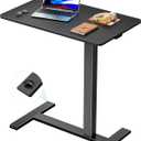 Overbed Bedside Table with Hidden Casters,Adjustable Hospital & Home Use Bed Table, Rolling Laptop Table, Mobile Standing Desk,Black