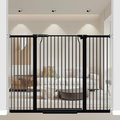 40.55" Extra Tall Baby Gate, 49.2"-54.7" Wide, No Drilling, Pressure Mounted Child Safety Gate with Door, Black