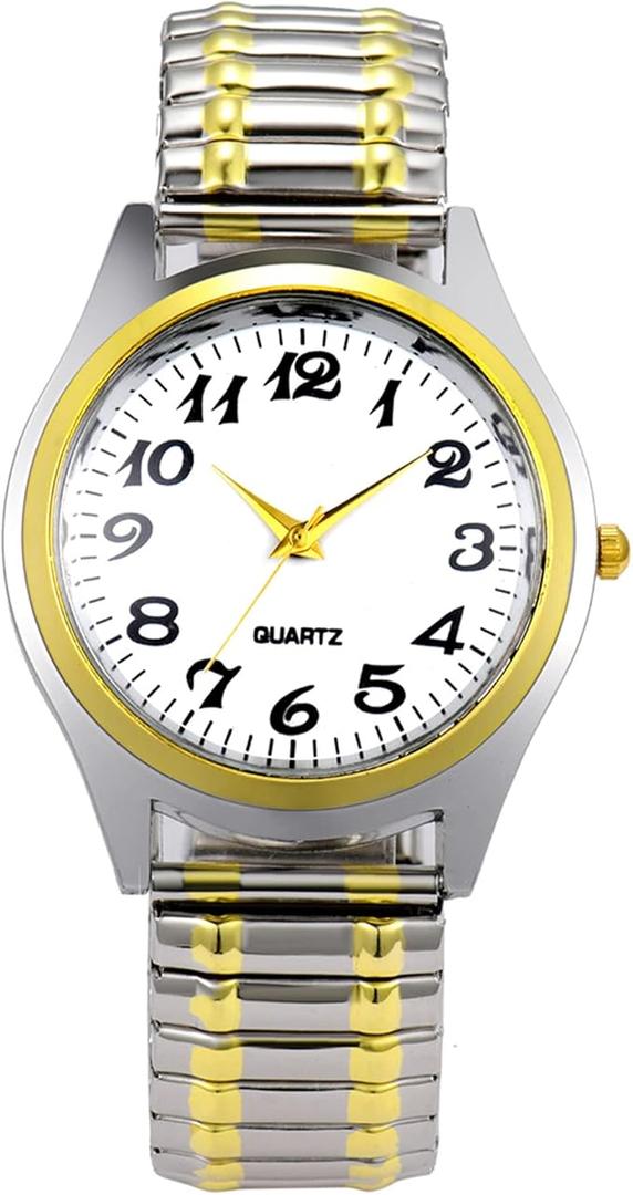 Avaner Elastic Strap Wristwatch, Couple Bangle Watch, Ultrathin Bracelet Watch, Big Number Analog Quartz Watch for Men and Women