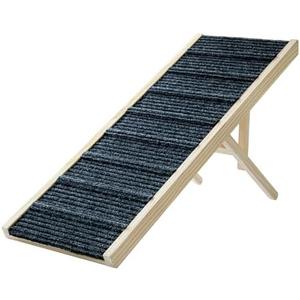 Dog Ramp for Bed, 43.5" Long Wooden Foldable Dog Ramp, 6 Adjustable Heights from 14" to 26" with Anti-Slip Traction Mat, Portable Pet Ramp for Car, Bed, Couch, Max 200lbs - 43.5inch