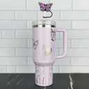 3 x 5Pcs Butterfly Straw Toppers f 9-10mm Straws, Silicone Straw Cover Cap for Stanley Cup Accessories, Purple Pink for Stanley Tumbler 40&30 oz, Reusable Straws Tops Compatible 10mm