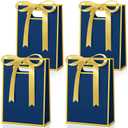 Kolldenn 30 Pcs Thank You Gift Bags with Handles 10.2 x 7.1 x 3.2 Inch Elegant Party Favor Bags with Ribbon Bow for Wedding Bridal Birthday Bridesmaid Holiday Party Supplies(Navy Blue)