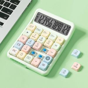 Mechanical Switch Calculator, 12 Digit Large LCD Display, Big Buttons, Real Mechanical Keypad, Desktop Calculator for Office & Study (Chartreuse)