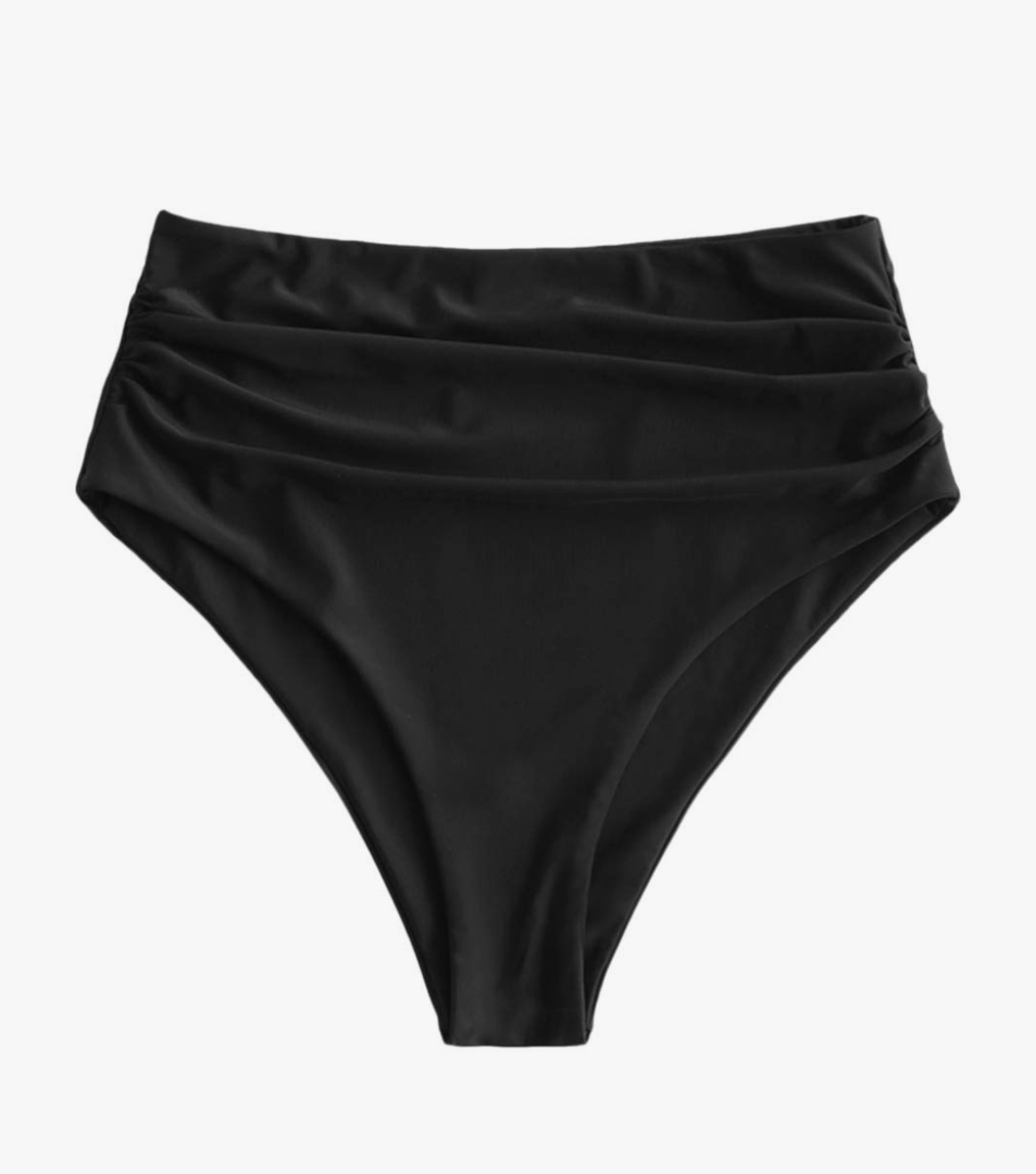 ZAFUL Women High Waisted Bikini Bottoms Ruched Swimsuit Bottom Tummy Control Bathing Suit Bottoms M