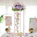 Gold Stand Wedding Centerpieces for Tables - 39.4in Tall Vases for Centerpieces, 2 Pcs Metal Column Flower Stand, Rectangular Flower Display Rack, Wedding Decorations for Tables, Party, Events, Home
