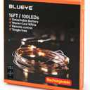 3 x BLUEYE 16FT 100LEDs Rechargeable Fairy Lights,Remote Control,3 Off Timers,Detachable Battery Operated,Tangle-Free Camping String Light,Twinkle for Christmas,Party,Wedding(Cool+Warm White,1Pack)