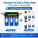 Whole House Water Filter System with 9 Filters, 0.5 Micron, 3/4" Ports