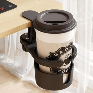 Deeper Desk Cup Holder, 360 Rotating Anti-Spill Cup Holder for Table, Adjustable Clamp on Cup Holder for Gaming Desk, Gift for Gamer and Office, Desk Storage, Drink Holder for Coffee Cup, Arm Chair