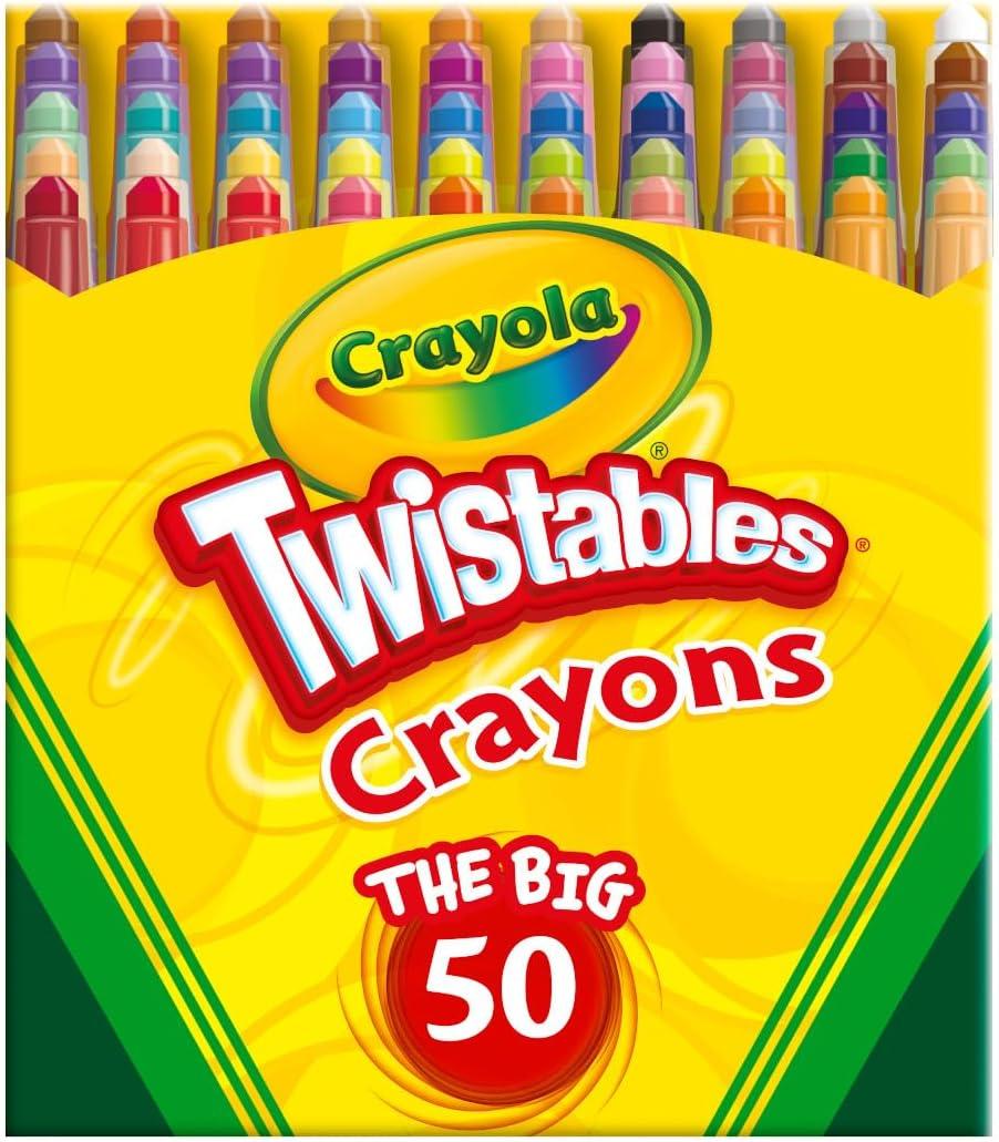 Crayola Mini Twistables Crayons for Kids (50ct), Back to School Supplies, No Peel Crayons for Coloring Books, Gift for Toddlers & Kids, Arts & Crafts, 3+