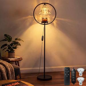 Candle Warmer Lamp with Timer & Dimmer, Black Candle Warmer Light for Jar Candles, Birthday Gifts for Women Mom Her, 50W Candle Floor Lamp for Wax Melt Warmer Modern Room Decor Light for Home(2 Bulbs)