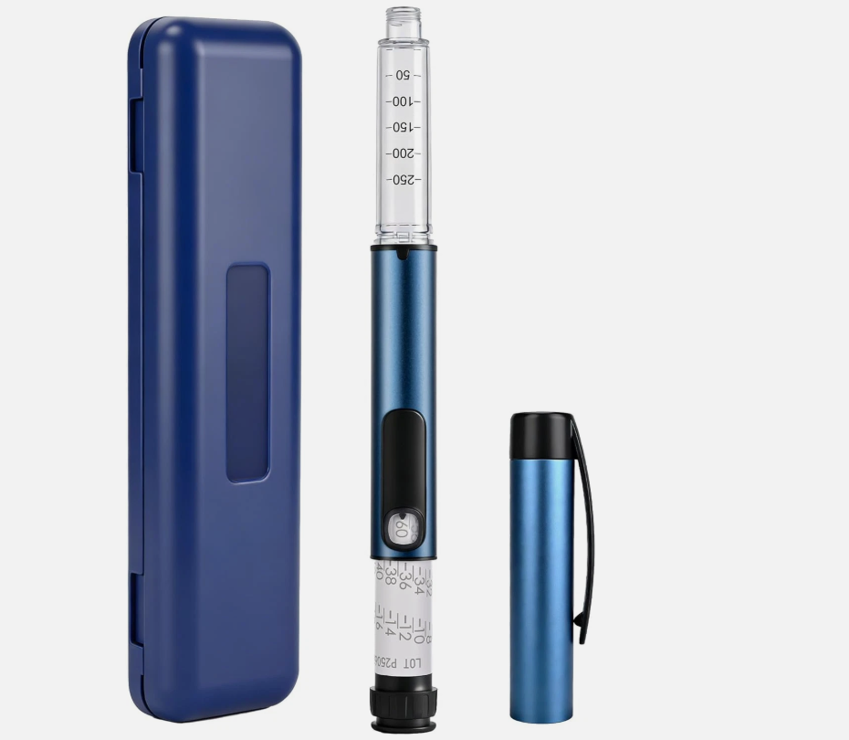 60 Unit Reusable Pen Injector Device with Adjustable Dose Dial Compatible,Clear